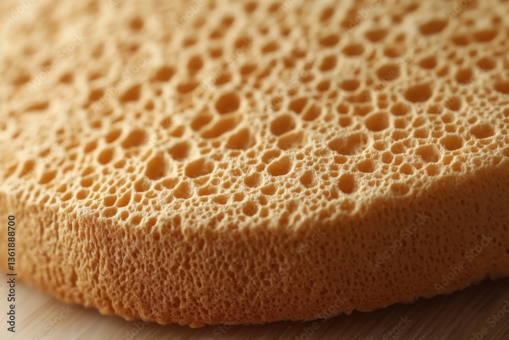 Poster Close-up view of a textured sponge showcasing its porous surface and natural patterns in a well-lit environment