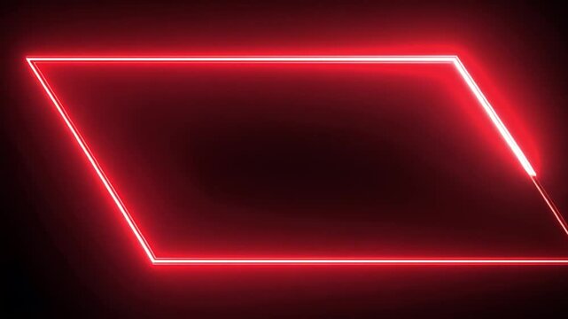 Red Neon Parallelogram: Abstract Glowing Frame