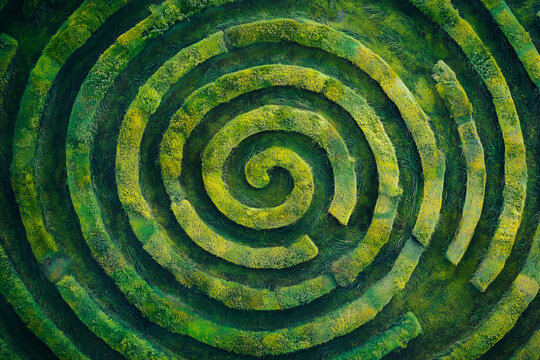 abstract background with circles green spiral 