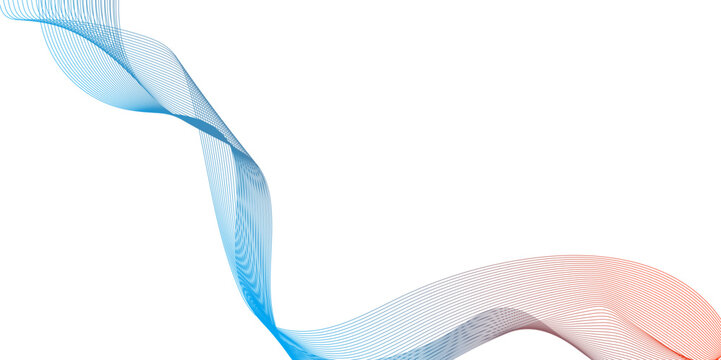 Abstract wave element for background design, abstract blue wave lines on white background, technology flow tech transparent line stripe energy connection web music and sound.