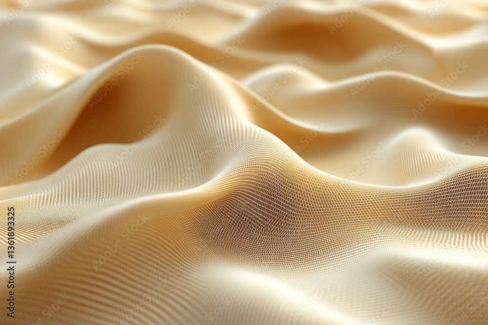 Aufkleber Soft golden fabric drapes creating gentle waves under soft light in an elegant display of texture and color