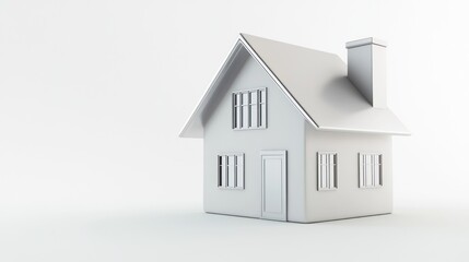 Fototapeta premium 3D Model of a Light Gray House Against White Background