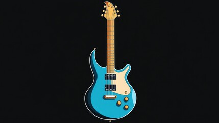 Obraz premium Teal electric guitar, studio shot, musical instrument