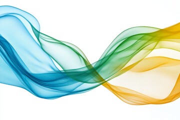 Fototapeta premium Colorful flowing waves of fabric create an artistic display of movement and texture in a bright studio setting