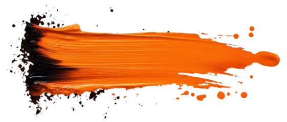PNG Orange and black paint brush stroke with splatters