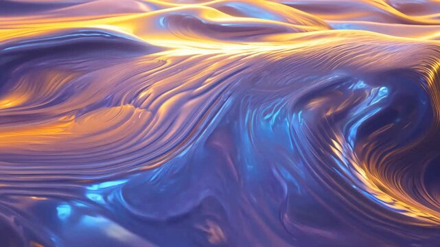 A long, curvy wave of purple and yellow water. The wave is so long that it extends from the left side of the image to the right, and its crest is quite high. The water appears to be shimmering