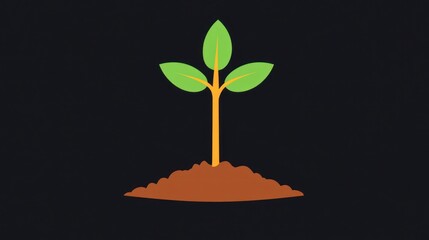 Fototapeta premium Simple sprout growing from soil, graphic