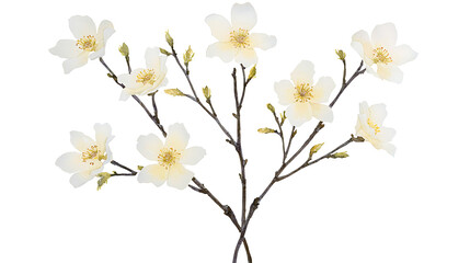 A white flower with a yellow center is the main focus of the image