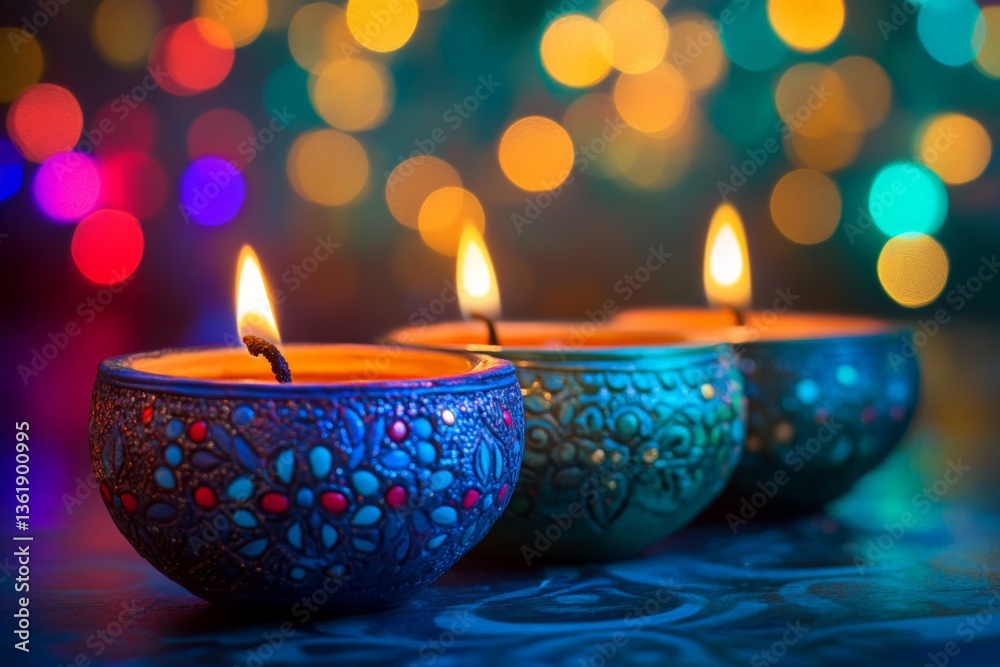 Aufkleber colorful candles illuminate a cozy space creating a warm and inviting atmosphere during a festive ce