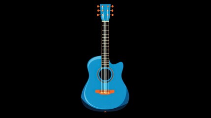Naklejka premium Blue acoustic guitar illustration