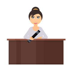 Product delivery. The deliveryman delivers the parcel, vector illustration.