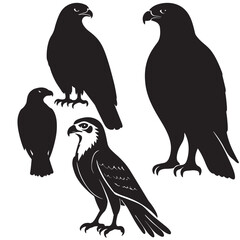 Black and white rooster and chicken set in a cartoon style with wings, beak, and feathers, featuring a wild animal theme perfect for logo or tattoo design