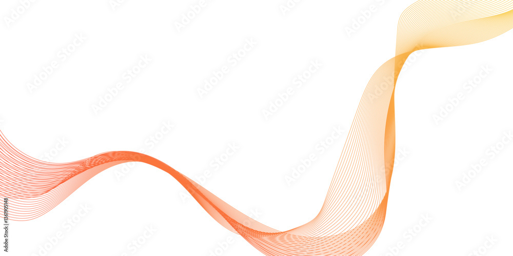 Fototapete abstract orange gold lines flowing across a white background in a smooth, wave like design, abstract
