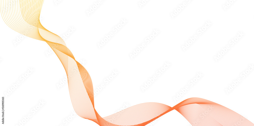 Fototapete abstract orange gold lines flowing across a white background in a smooth, wave like design, abstract