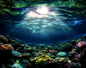 Fototapeta premium Underwater Coral Reef Sunlight (3)