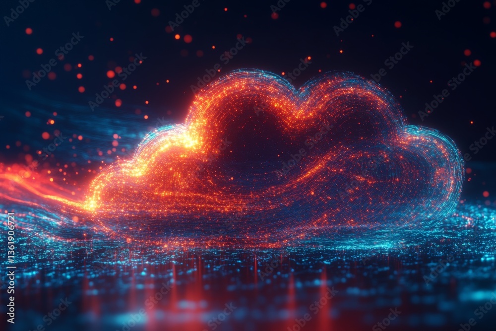 Aufkleber Digital cloud representing data storage and technology in a futuristic setting