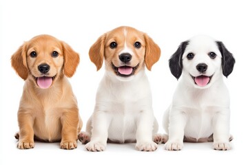 Adorable Golden and Black Labrador Puppies Sitting in Wooden Crate Looking at Camera in Rustic Setting