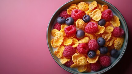 bowl of cereal with milk,fruits