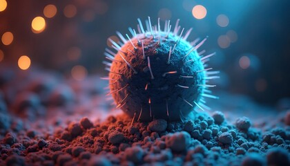 A close up of a sphere with spikes on it