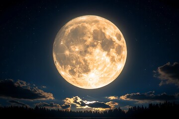 Full Moon Over Night Sky