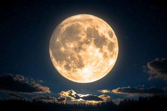 Full Moon Over Night Sky