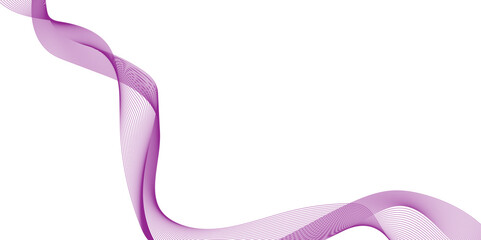Fototapeta premium Purple wave line ribbon isolated, wave lines image for decoration design, elegant flowing purple silk fabric with, abstract purple soft light and airy texture creating a graceful abstract wave design.