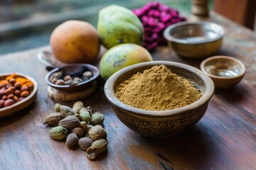 Triphala Herbal Medicine. Ayurvedic Churan Powder for Digestive Health