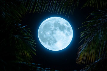 Fototapeta premium Full Moon Tropical Night Sky.