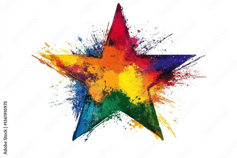 Aufkleber colorful star shape with splashes of paint representing creativity and artistic expression in a vibr