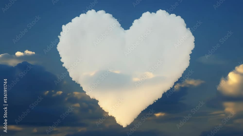 Aufkleber a heart is drawn in the sky with clouds. the heart is white and the clouds are blue