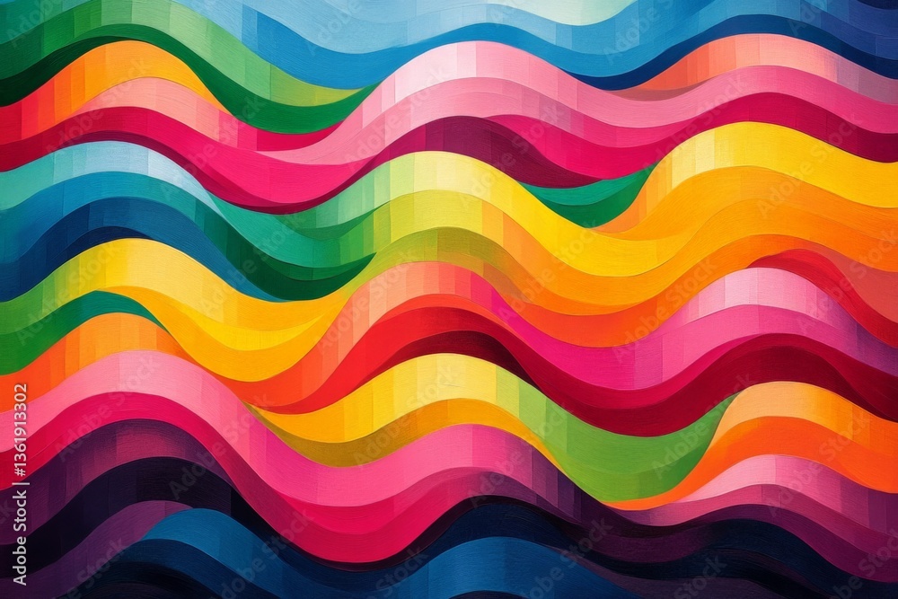 Fototapete vibrant abstract waves in a colorful composition showcasing dynamic movement and harmony