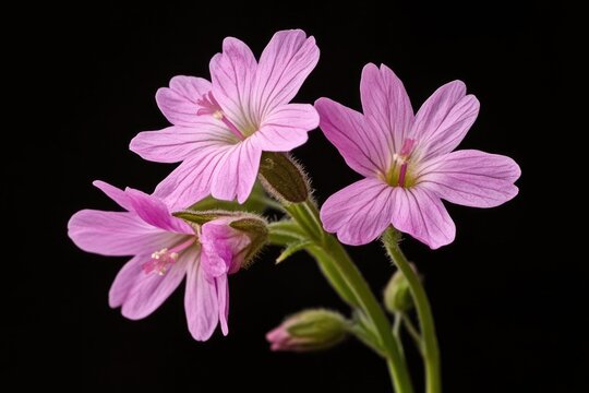 Viscaria Flower. Pink Blooming Wildflower Isolated on White Background