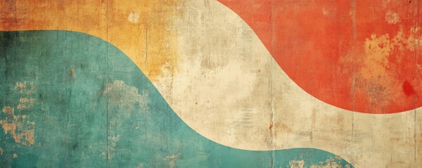 A vintage-style design featuring layered patterns and bold geometric forms.