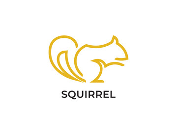 Obraz premium squirrel silhouette logo design, squirrel logo with orange color