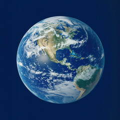 Earth is depicted stunning view, showcasing continents, oceans, and clouds against deep blue background, evoking sense