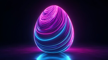 Fototapeta premium Neon Easter Egg in a Dark Background