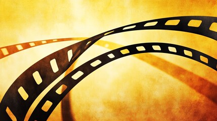 Naklejka premium Vintage filmstrip against textured yellow background
