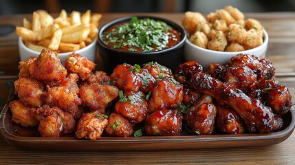 Fototapeta premium chicken wings on a wooden table