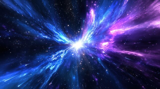 Cosmic explosion, nebula, stars, interstellar travel, space background, science fiction