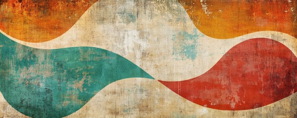 A richly layered composition with colorful elements in a timeless vintage palette.