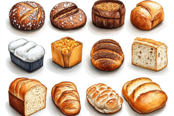 Delicious Bakery Bread Icons