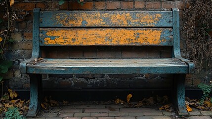 close up of old weathered wooden benches on brick supports in an outdoor amphitheater the muted tones,worn textures evoke a sense of abandonment nostalgia,urban decay