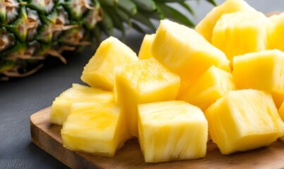 delicious pineapples sliced in cubes, Generative AI