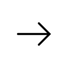 Straight thin arrow. Vector symbol and icon on white background.
