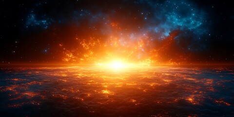 Naklejka premium Fiery Sunrise Above Clouds