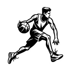 Vector illustration of a man running on roller skates in a sporty competition