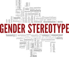Gender Stereotype word cloud conceptual design isolated on white background.