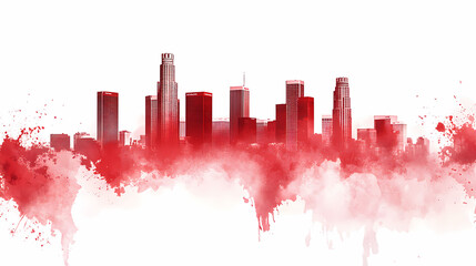 Fototapeta premium Los Angeles Skyline Watercolor Art