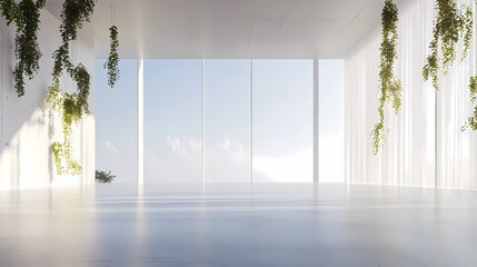 Fototapeta premium Modern Minimalist Interior with Panoramic Views
