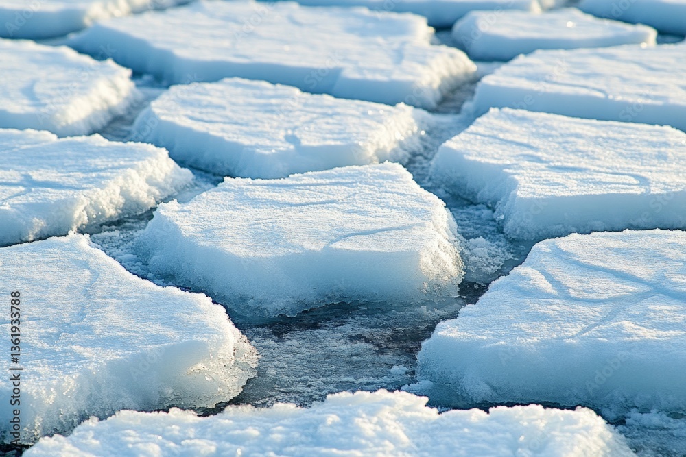 Poster ice floes floating on a serene water surface reflecting the tranquility of nature during the early m